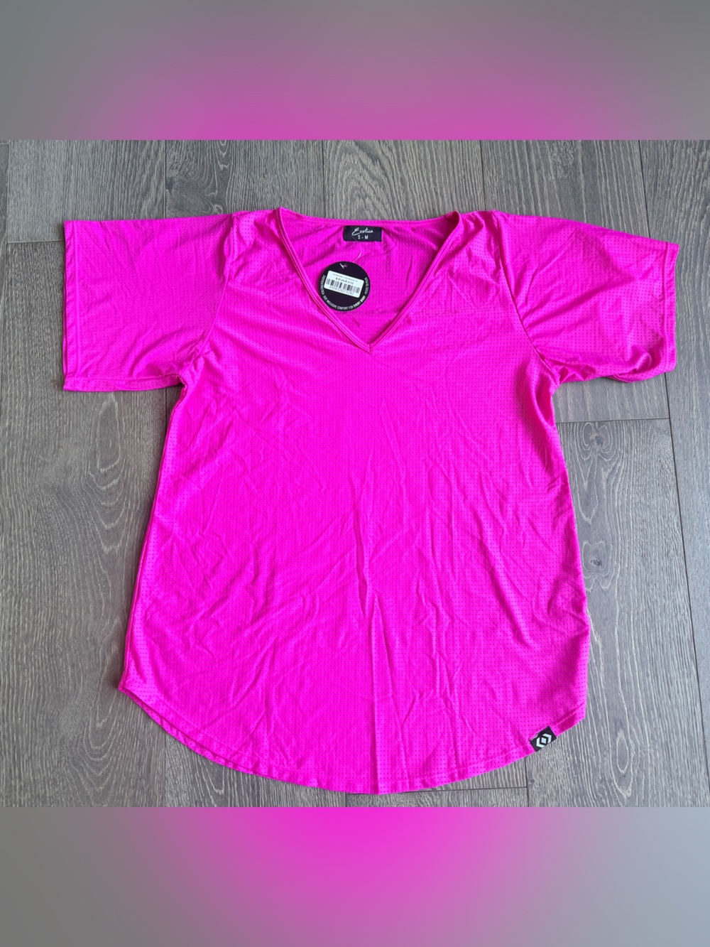 Exotica Pink Basketball Bball Mesh V-Neck Boyfriend Tee Size Small/Medium S/M